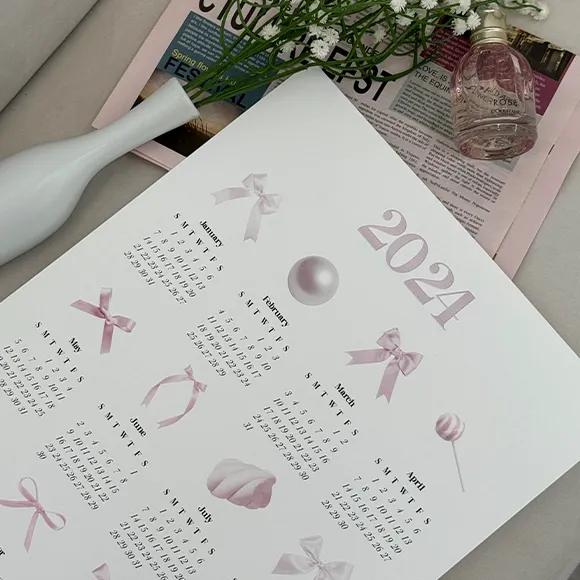 [2024] 포스터 캘린더 한장 달력 a3 방꾸미기 인테리어 집들이선물