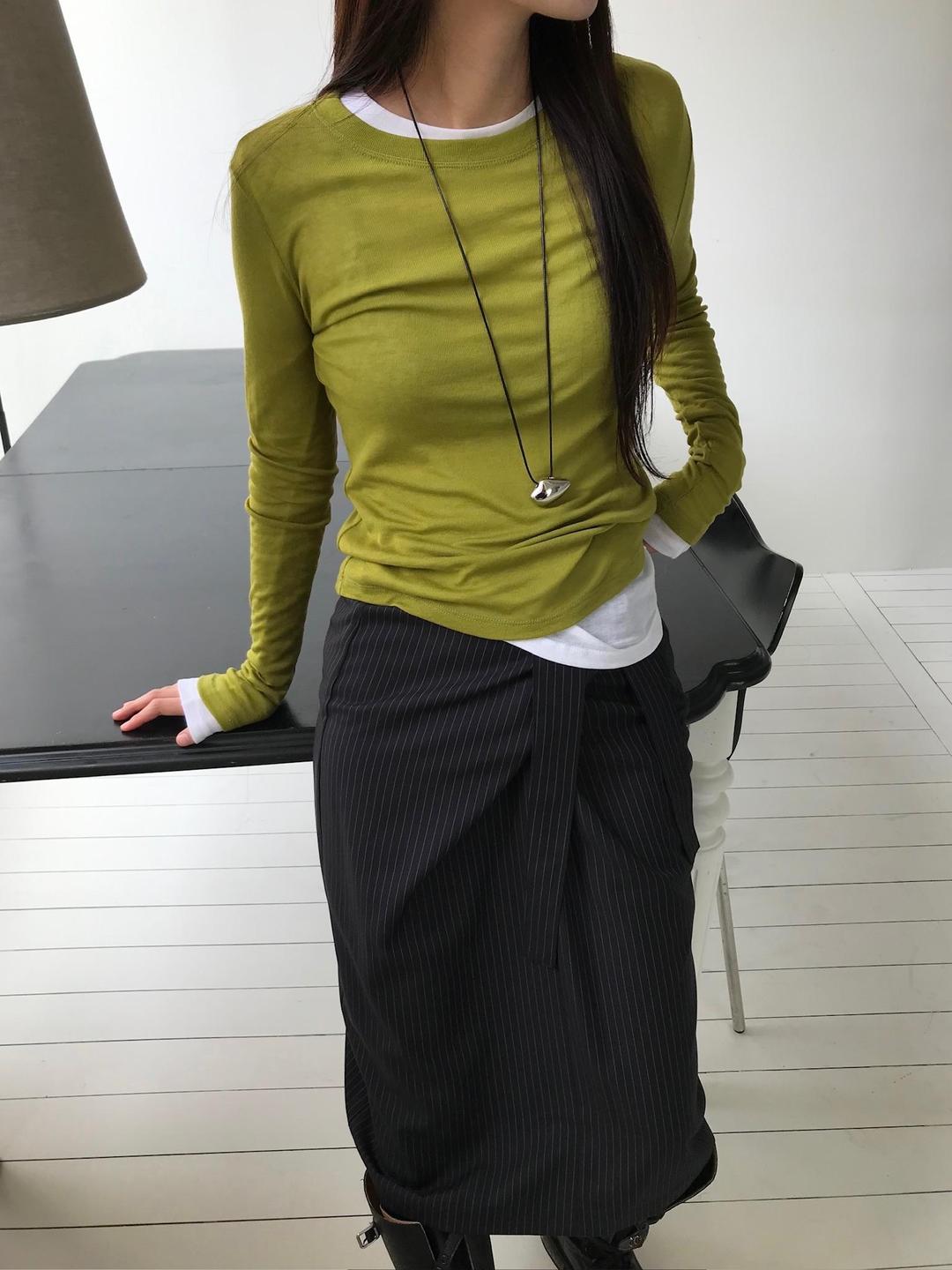 로우머 슬림 레이어드 텐셀 티셔츠 4color