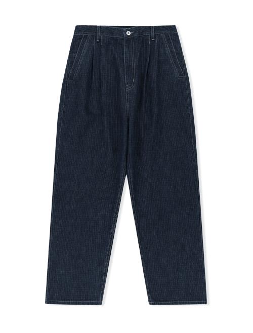 Two Tucked Ripstop Denim Pants Dark Indigo