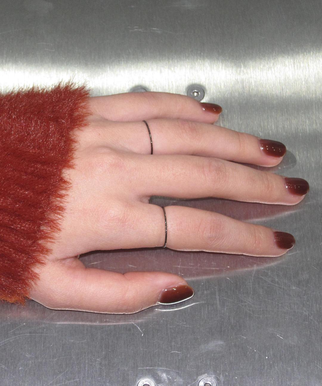 [equope/에콰웁] skein black ring(2set)