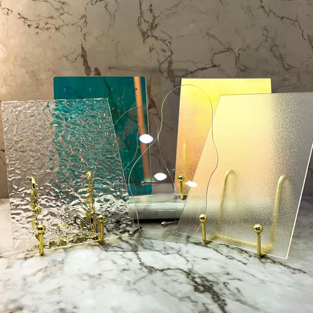 고급 홀로그램 아크릴 네일아트판 네일스탠드 사각홀로+골드받침대