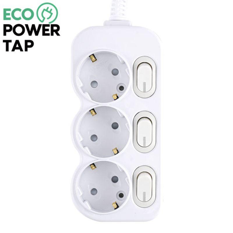 에코파워탭 LED 개별 절전 멀티탭 3구 EPM-L203 + 안전커버 랜덤발송