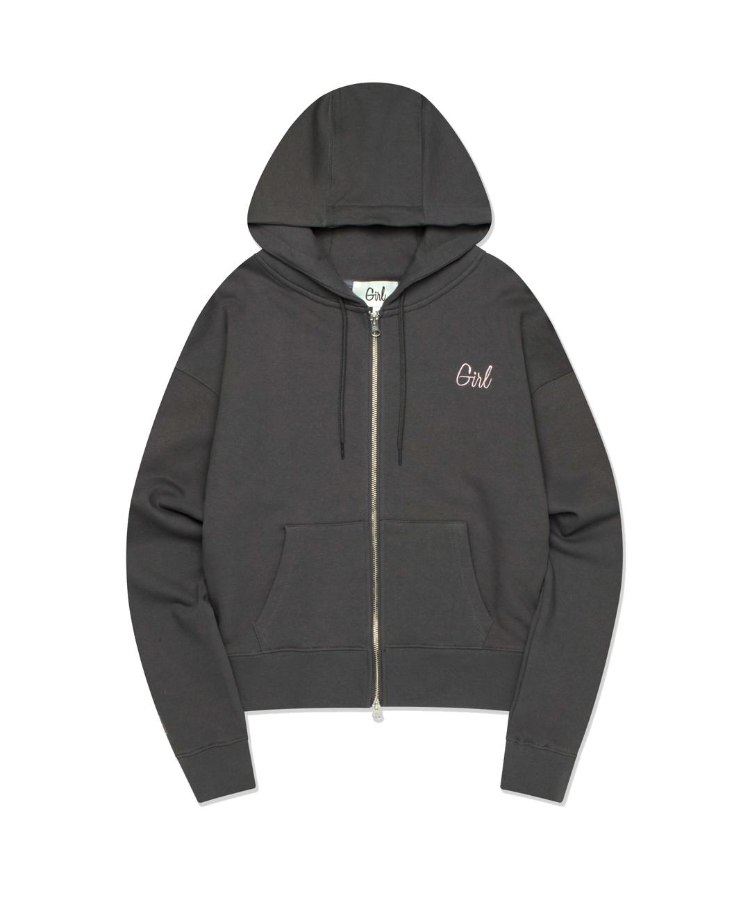 TYPO LOGO HOODIE ZIPUP charcoal