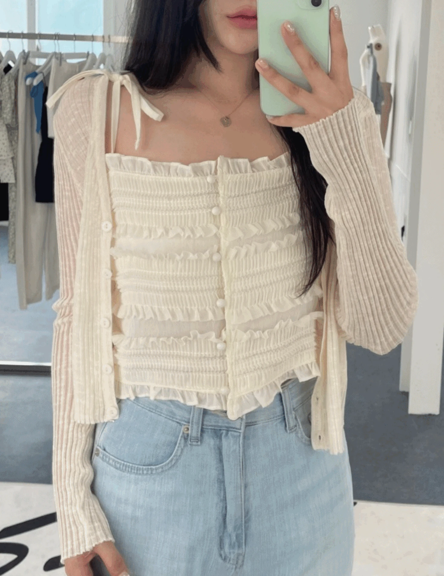 모모 레이스 탑 나시 블라우스 /2color