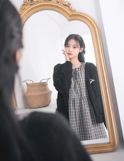 Babydoll check mini dress