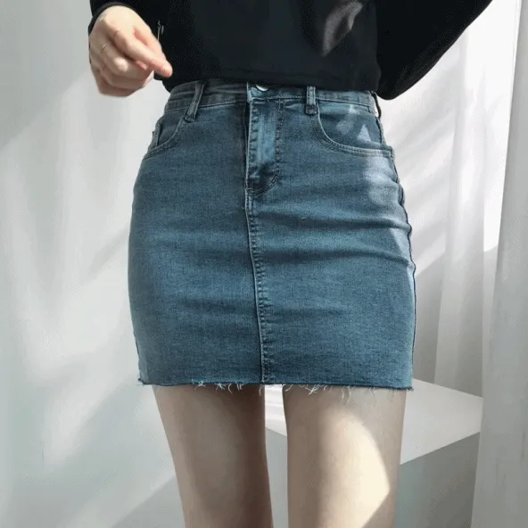 전사이즈당일출고!! 재입고![레전드청치마]  채도낮은 스판쫀쫀 청치마 데님스커트