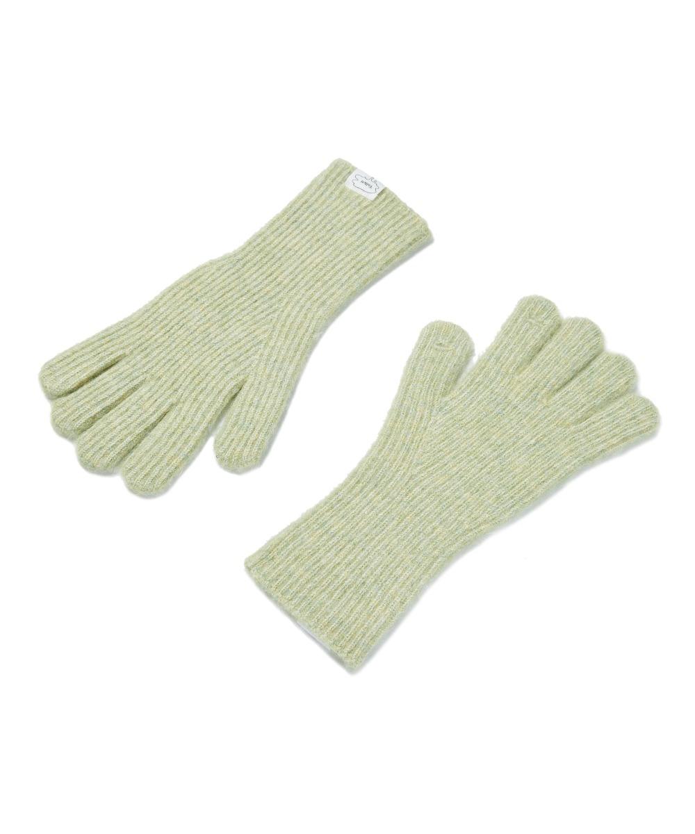 핑거홀 니트 장갑 그린