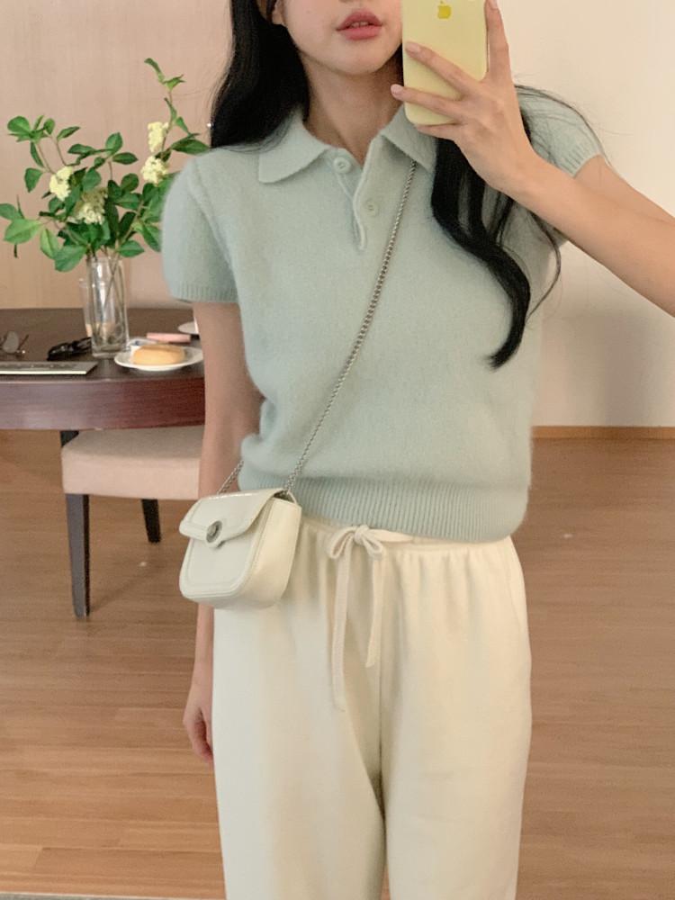 캔디바 반팔 카라 니트(당일출고)