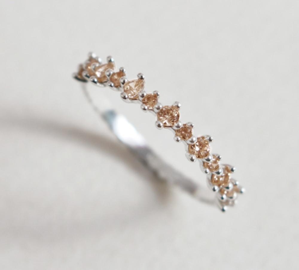 샴페인 큐빅 실버925 11-15호 은반지