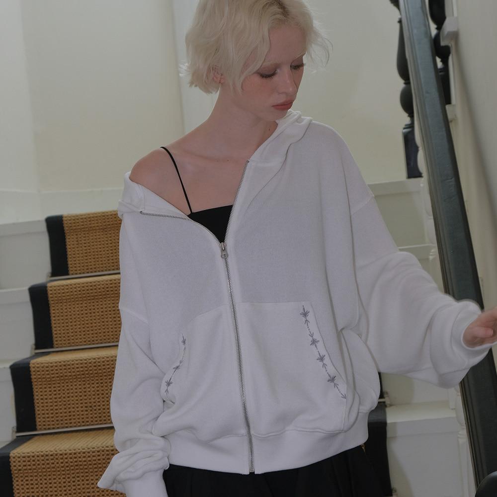 [9/23이후 예약배송]C HOODED KNIT ZIP-UP_WHITE