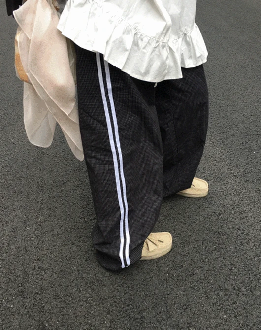 미떼 체크 트랙 스트링 pants (2color)