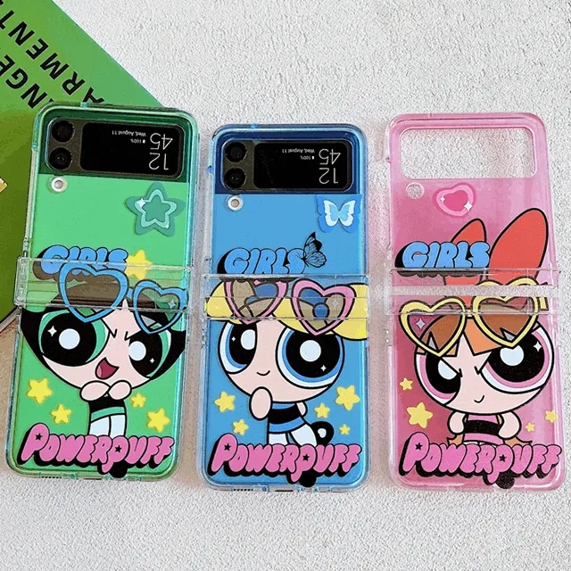 갤럭시 Z플립3 4 지플립 3 4 5 파워퍼프걸 파워걸 캐릭터 유니크 키치 귀여운 특이한 투명 뉴진스 우정 친구 생일 선물 커플 핸드폰 휴대폰 삼성 폰 케이스 지플립케이스 지플립4