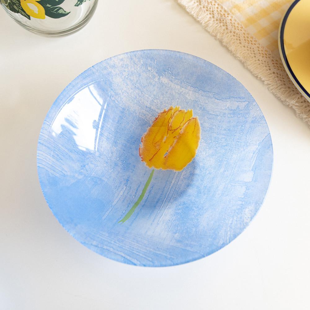 루미낙 튤립 씨엘 샐러드보울 빈티지 접시 프랑스 유리 그릇