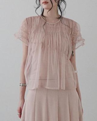 ribbon chiffon blouse set (3color)