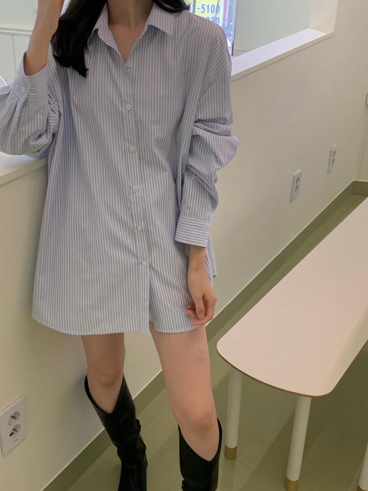 피터 스프라이트 셔츠 원피스 (2color) 롱 카라 코튼 데일리 긴팔 구김 없는 남방