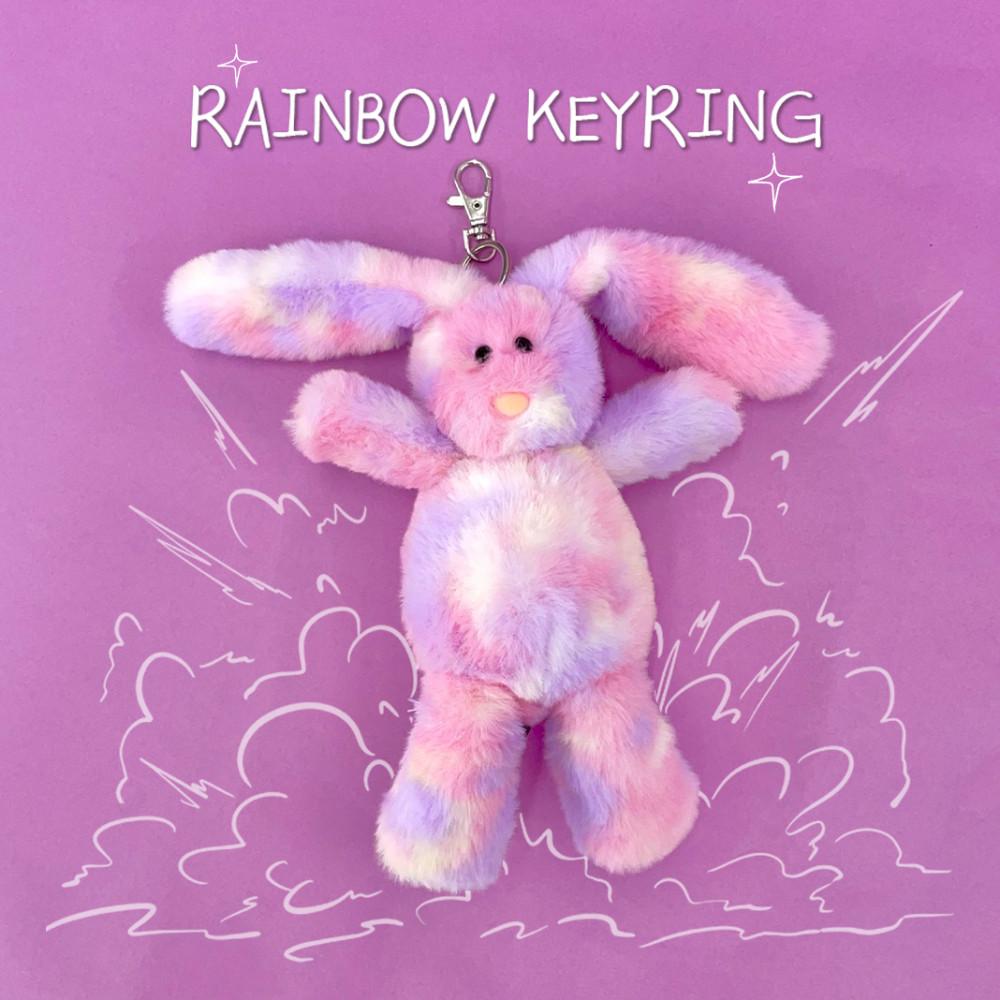 [자체제작] 레인보우 인형 S사이즈 핑크 토끼 인형키링 가방 열쇠고리