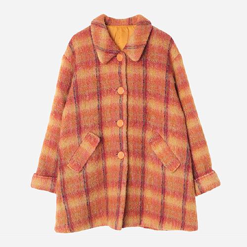 JPN체크 부클 싱글코트