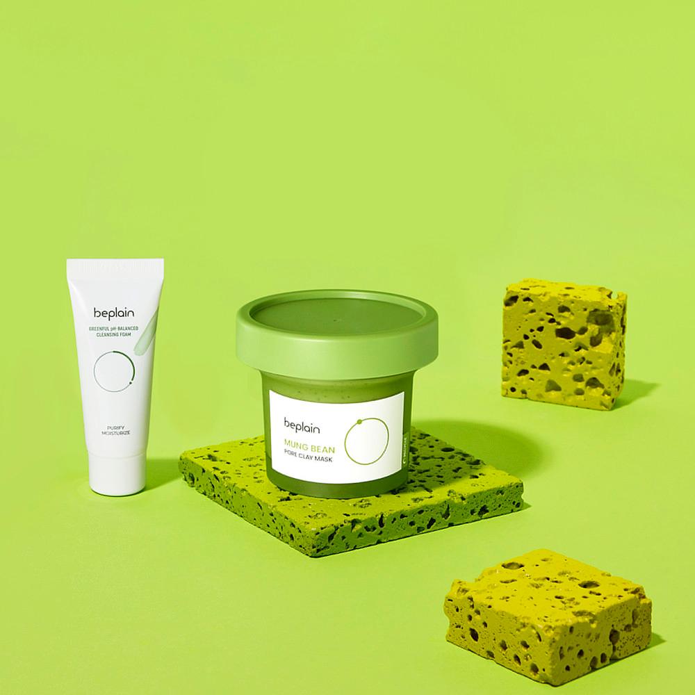 비플레인 녹두 모공 클레이팩 120ml (추가구성-녹두폼20ml)