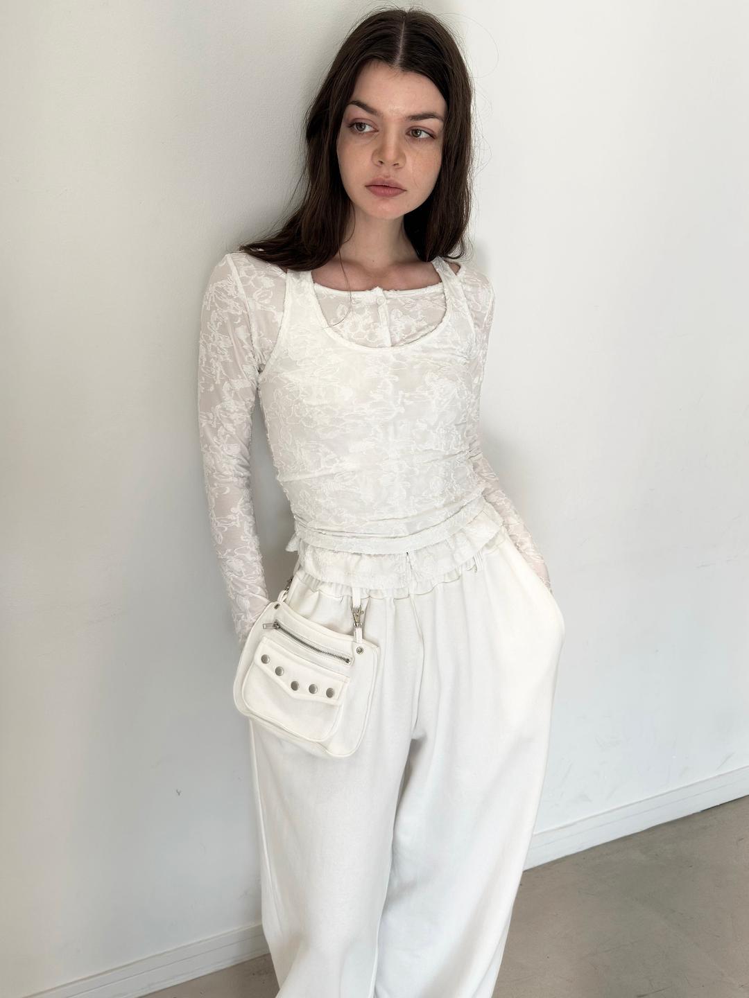 Sweatpants w/ pocket bag (White)