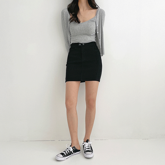 [빅사이즈~3XL]. 쫀쫀 스판블랙스커트 SK933