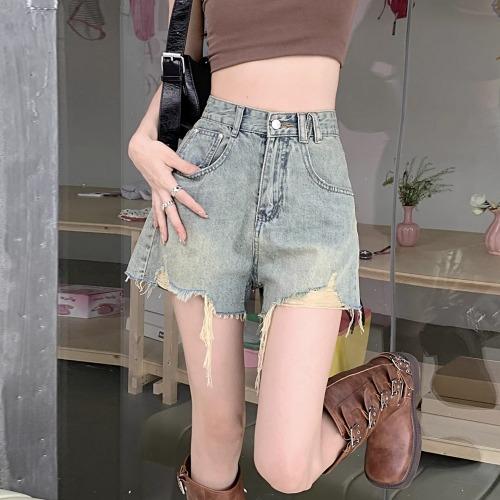 미즈민 [빈티지 감성👍컷팅 포인트💙힙업 스타일 🚛무배]유어 하이웨스트 빈티지 찢청 데님 반바지 s160261