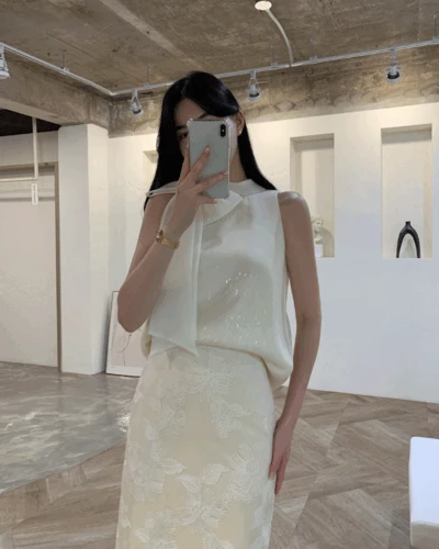 JS 홀터 리본 스팽글 BL