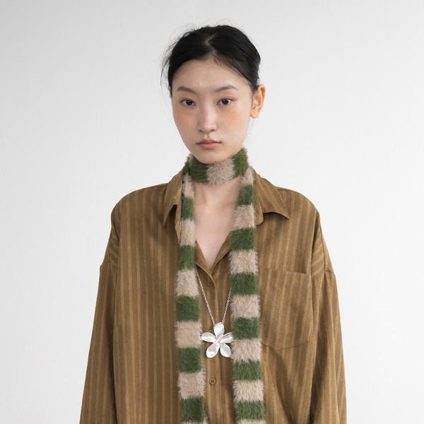 Soft Striped Loose Shirt (Khaki)