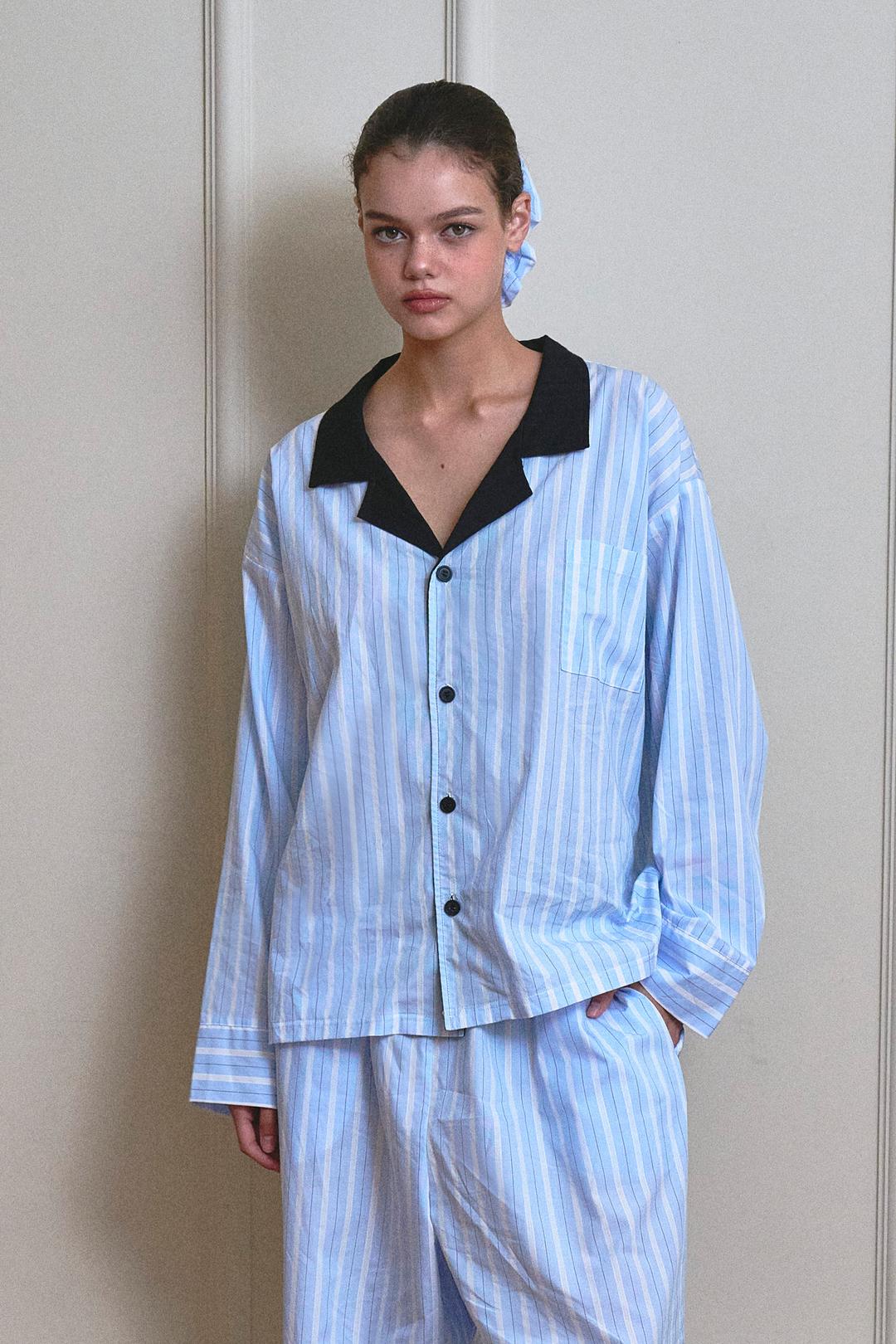 [UNI] Jenny Striped Pajama Shirt (Baby Blue)
