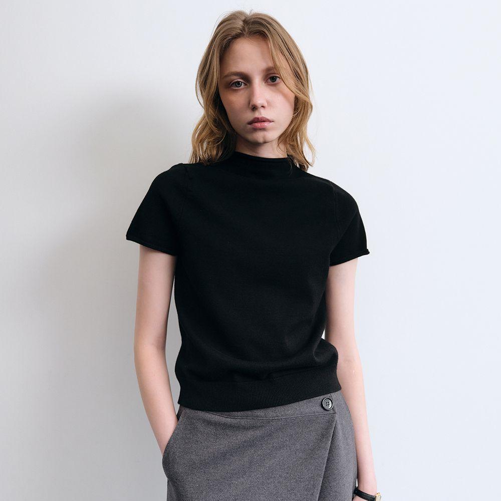 [레드벨벳 슬기님 착용][3차 오더] Rachel Mock-neck Knit Top (Black)