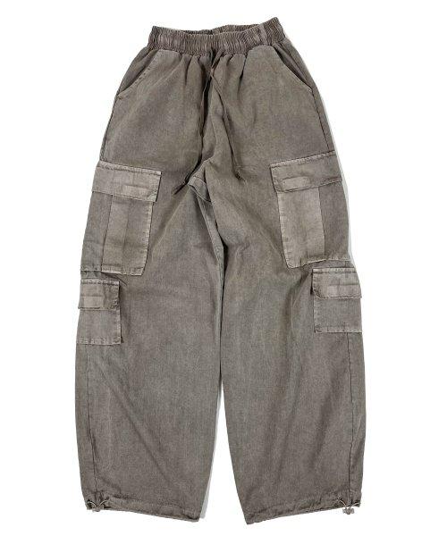 Pigment cotton cargo string wide pants beige