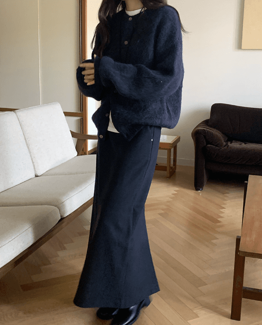 [겨울소재/울] 핀스 롱 스커트 (2colors)