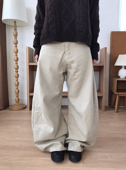 스티치 와이드 벌룬 팬츠