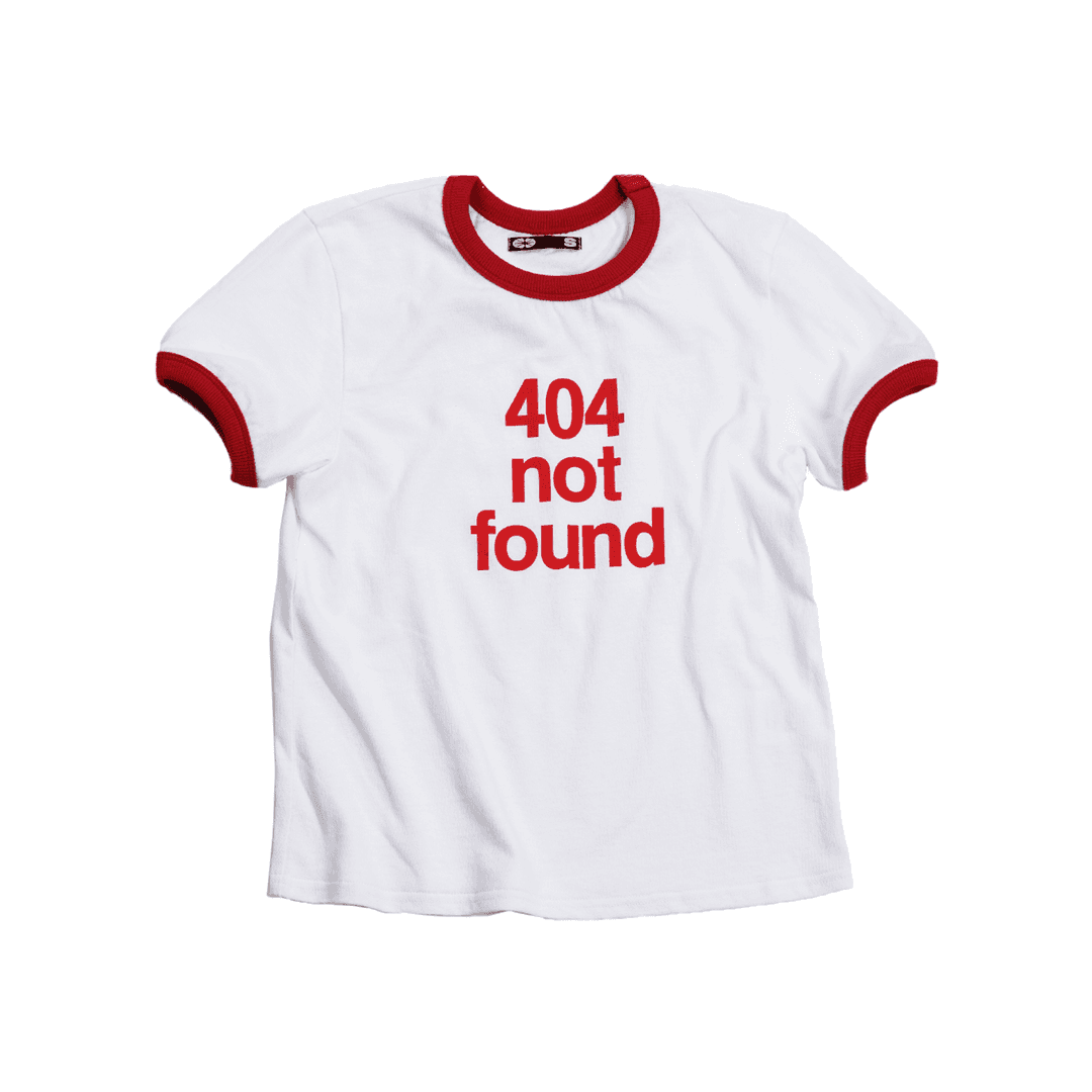 404 Not Found Ringer T-Shirt White Small Fit