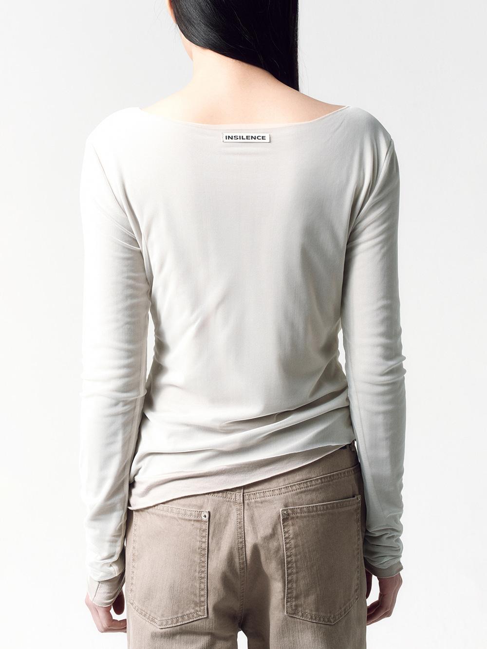 메쉬 드레이프 롱슬리브 ASH BEIGE