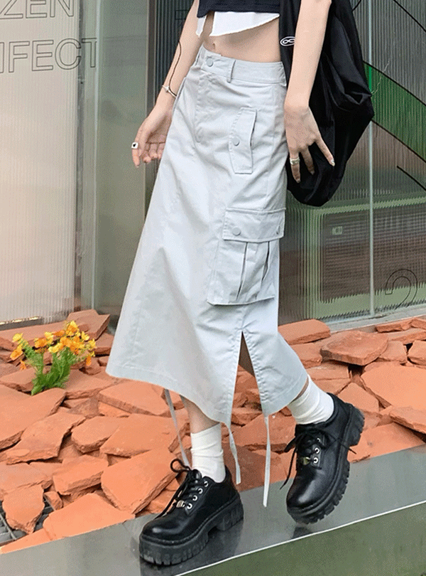 워블 카고 A라인 롱스커트