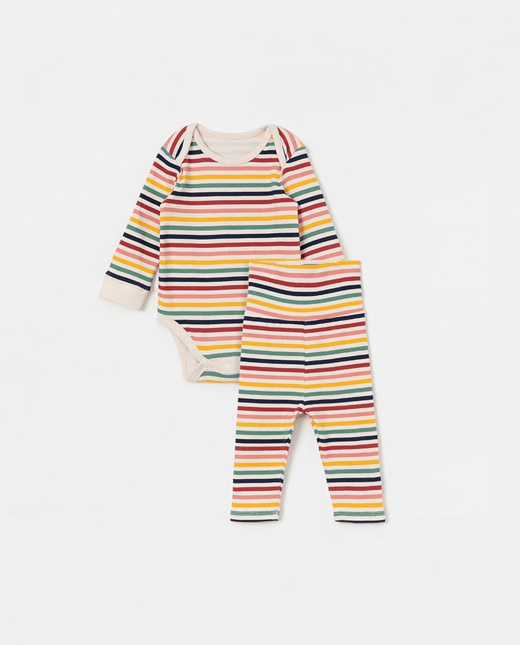 코튼 스판 긴팔 바디수트 세트_레인보우_24BU