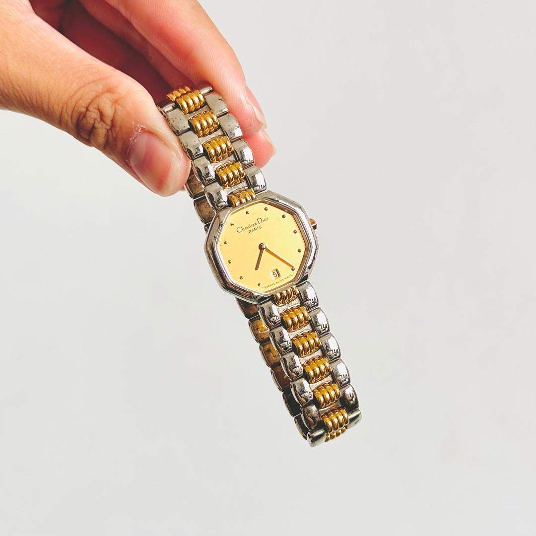 Christian Dior CD Logo Octagon Gold & Silver Stainless Steel Quartz 26MM Watch