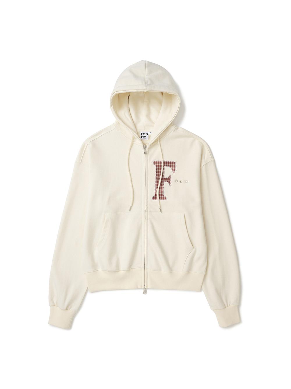 F-Applique Zip Hoodie Cream