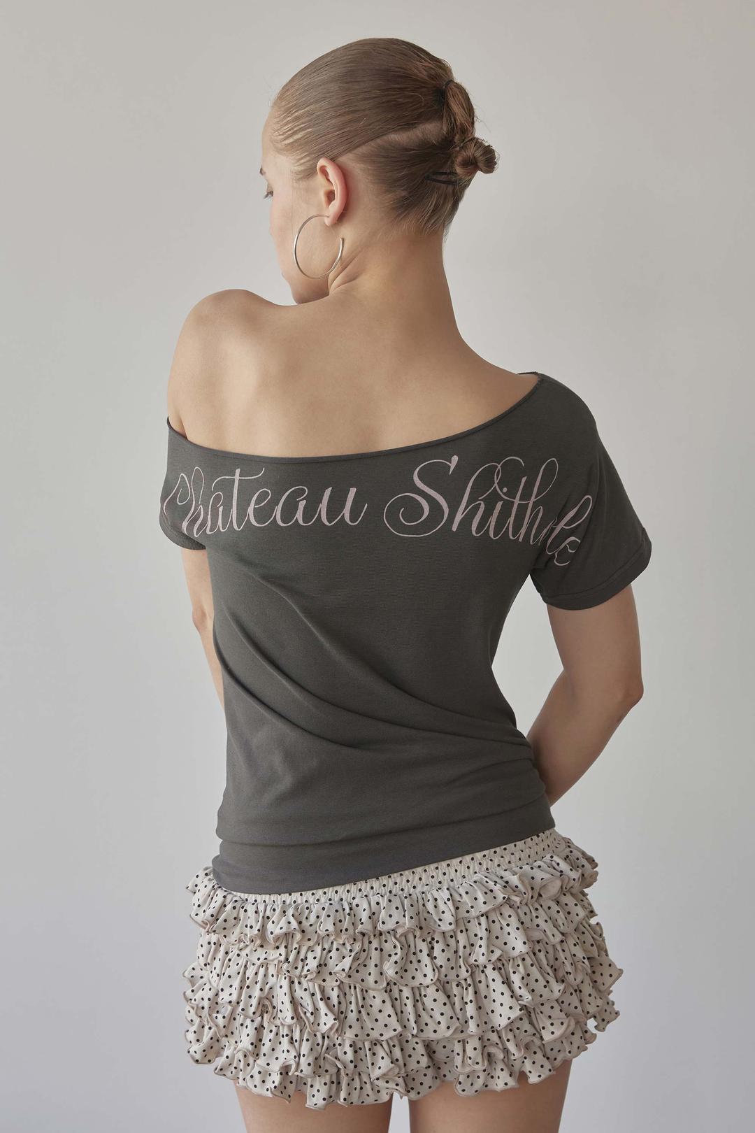 Chateau Shithole Tie Tee Charcoal