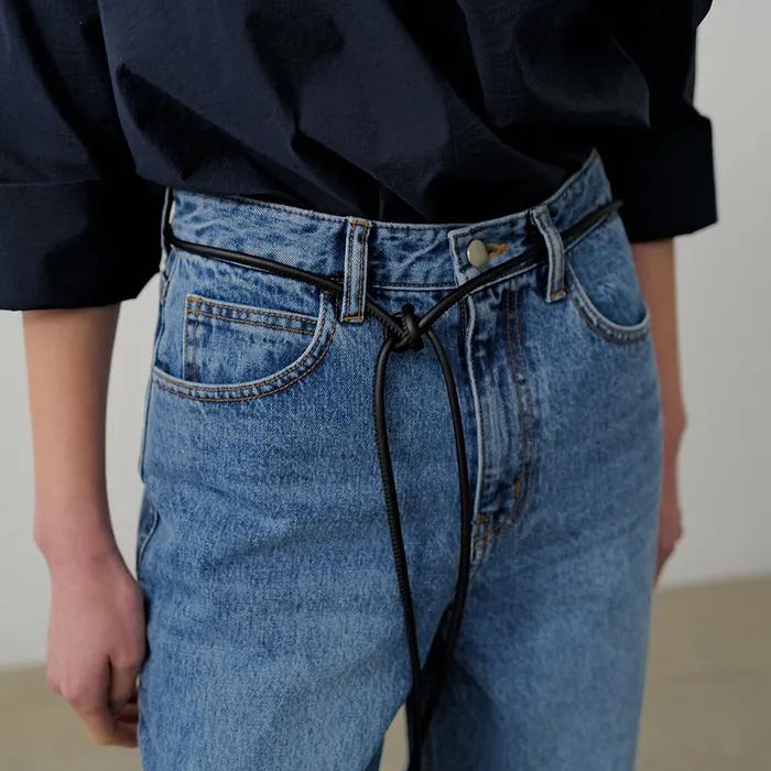 [5차 리오더] Leather String Belt_Black