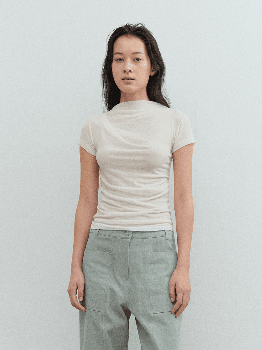 TVS WOOL DRAPED TOP_IVORY