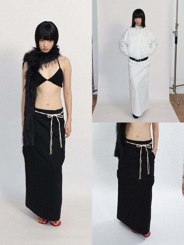 [FUNKYFUN] Twill Cargo A-Line Maxi Skirt