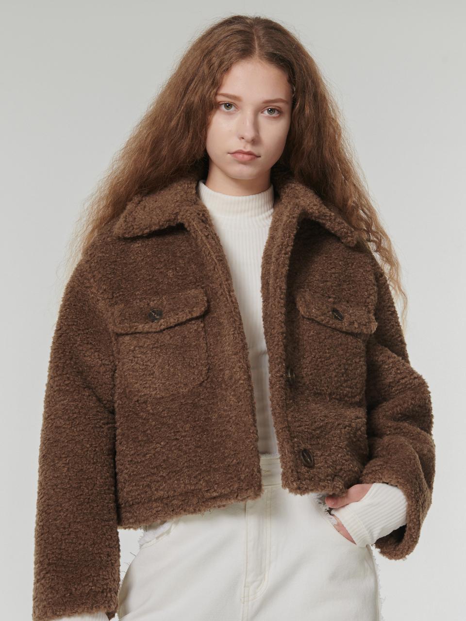 Tumble vegan fur overfit jacket – Brown