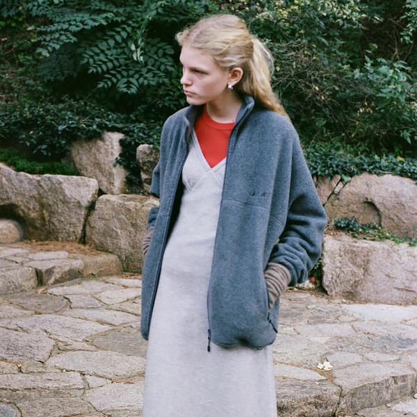 Scallop Rib Jersey Dress (Light Gray / Melange Gray / Black)