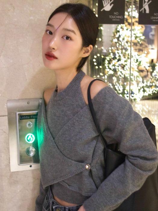 [NEW 컬러추가]홀터넥 레이어드 랩 니트 3컬러 VW324