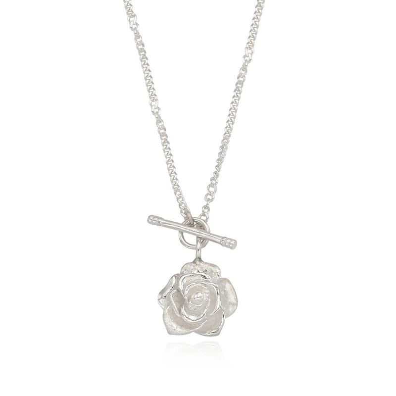 Rose Toggle Siver Necklace
