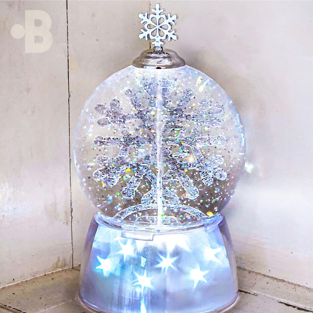 본디자인랩 크리스마스 오르골 눈꽃수정 실버 스타 워터볼 스노우볼 무드등