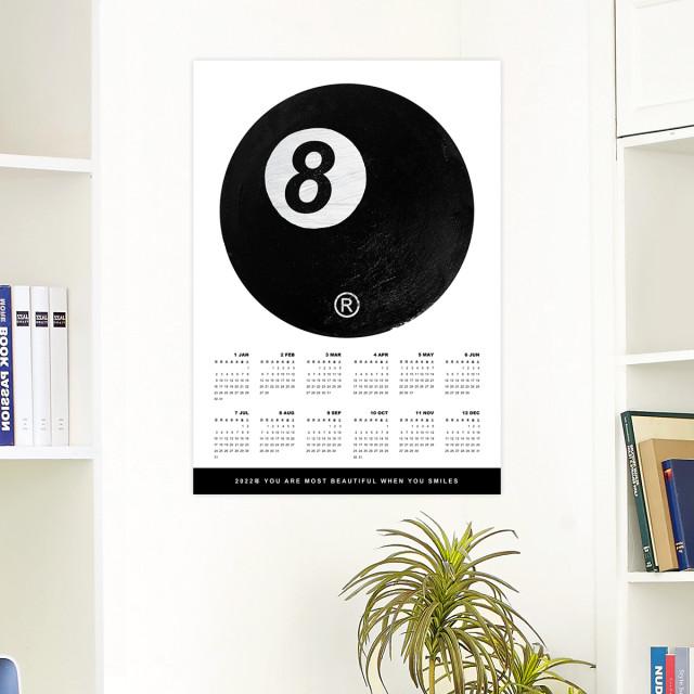 [  2022년 캘린더 ] 1+1+1 CALENDAR x 5TYPE 우니88 2022 연말 새해 달력 포스터 무채색 스마일 곰돌이 에잇볼 디자인 블랙 유니크 카페 당구공8 인테리어