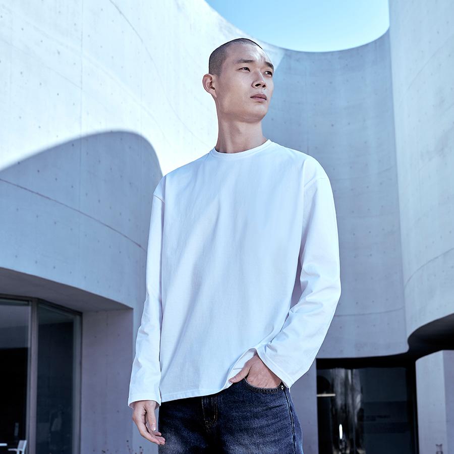 [옴므라벨] 크루넥 긴팔 티셔츠