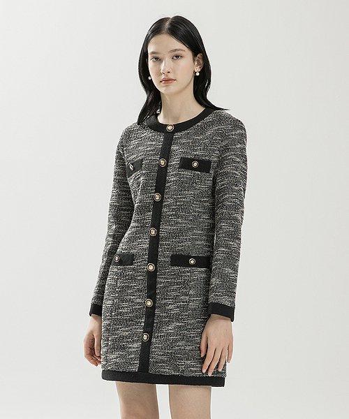 트위드 지퍼 미니 드레스 (블랙)